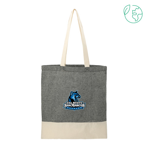  Split Recycled Black Cotton Twill Convention Tote - Primary Logo
