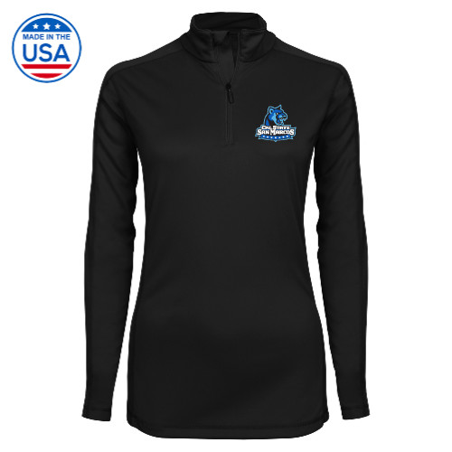  Syntrel Womens Black Interlock 1/4 Zip - Primary Logo