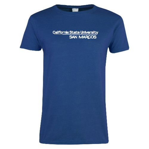  Womens Royal Short Sleeve Tee - California State University San Marcos Word Mark