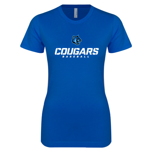  Next Level Womens Royal Boyfriend Tee - Baseball Stacked