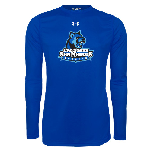  Under Armour Royal Long Sleeve Tech Tee - Primary Logo