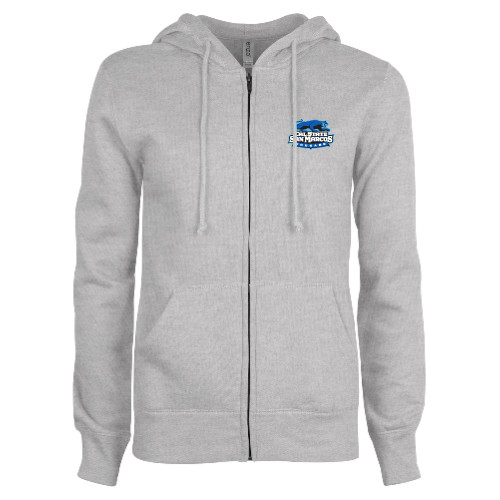  ENZA Womens Grey Fleece Full Zip Hoodie - Secondary Logo