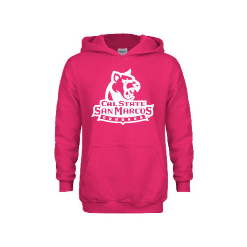  Youth Hot Pink Fleece Hoodie - Primary Logo