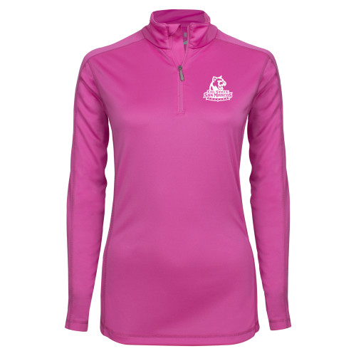  Syntrel Womens Raspberry Interlock 1/4 Zip - Primary Logo