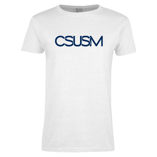  Womens White Short Sleeve Tee - CSUSM