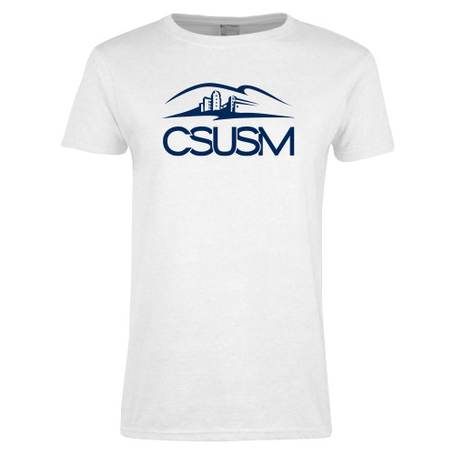  Womens White Short Sleeve Tee - CSUSM with University