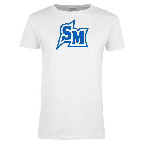  Womens White Short Sleeve Tee - SM Primary Mark - CSUSM