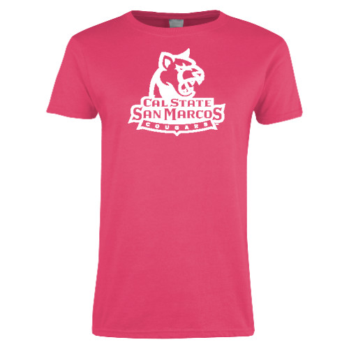  Womens Hot Pink Short Sleeve Tee - Primary Logo