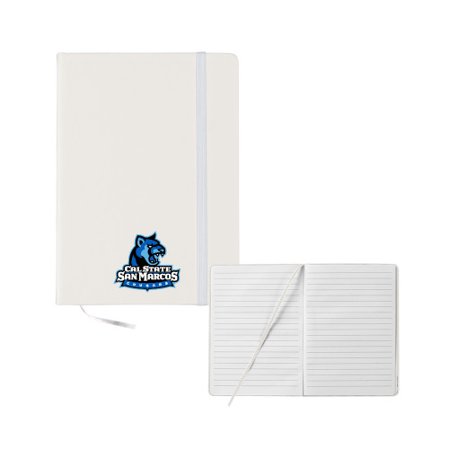 5x7 White Hard Cover Journal - Primary Logo