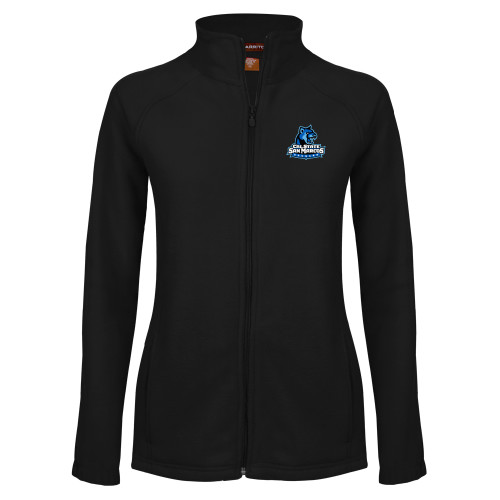  Womens Black Fleece Full Zip Jacket - Primary Logo