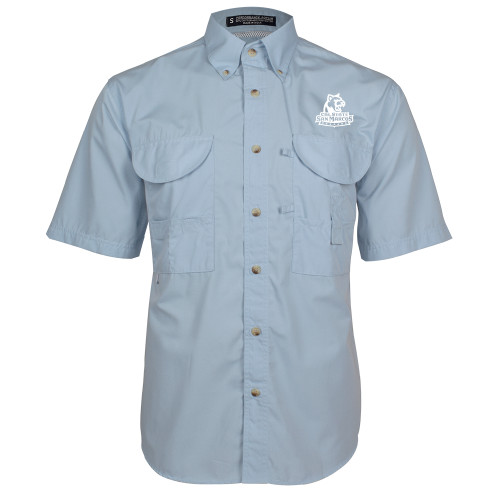  Light Blue Fishing Shirt Performance Short Sleeve  - Primary Logo