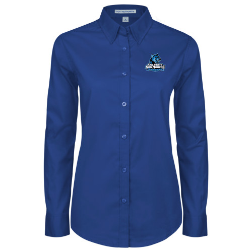  Womens Royal Twill Button Down Long Sleeve  - Primary Logo