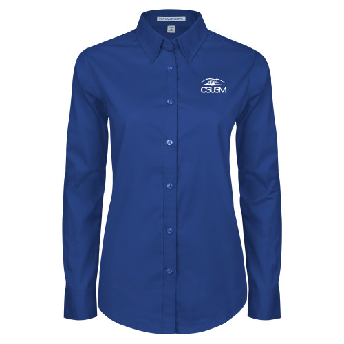  Womens Royal Twill Button Down Long Sleeve  - CSUSM with University