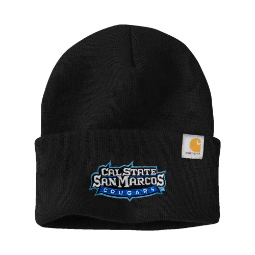  Carhartt Black Knit Beanie w/Cuff - Tertiary Logo