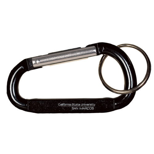  Black Carabiner with Split Ring - California State University San Marcos Word Mark Engraved