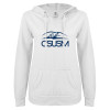 Thumbnail image for  ENZA Womens White V Notch Raw Edge Fleece Hoodie