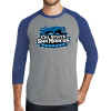 Thumbnail image for  Grey/Royal Heather Triblend Baseball Raglan Tee