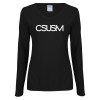 Thumbnail image for  Womens Black Long Sleeve V Neck Tee 