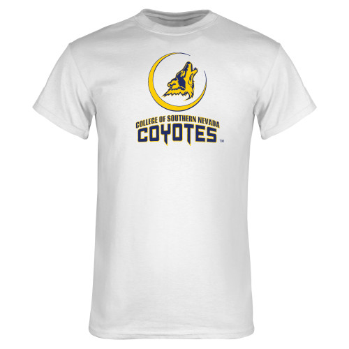  White T Shirt - College of Southern Nevada Mascot Wordmark Stacked