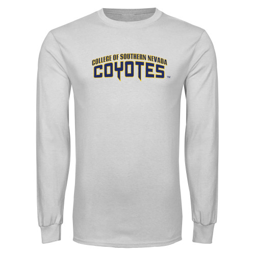  White Long Sleeve T Shirt - College of Southern Nevada Wordmark