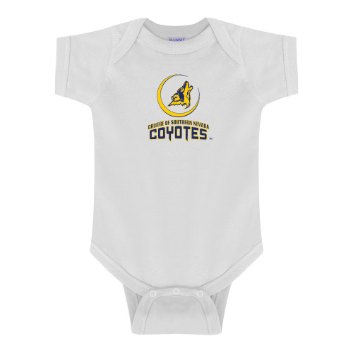  White Infant Onesie - College of Southern Nevada Mascot Wordmark Stacked