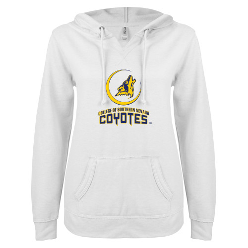 Southern Nevada ENZA Womens White V Notch Raw Edge Fleece Hoodie