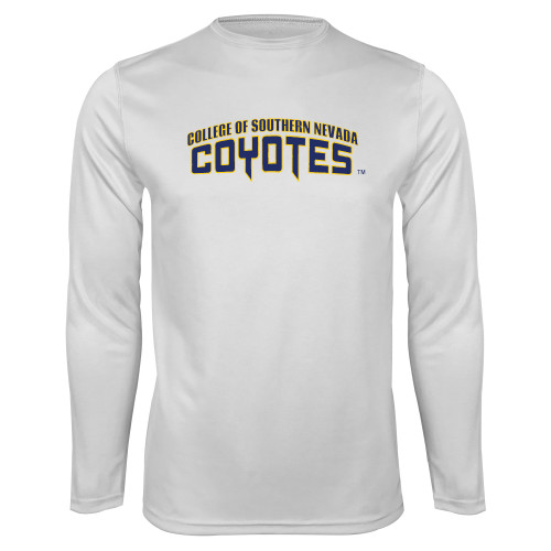  White Performance Long Sleeve Shirt - College of Southern Nevada Wordmark