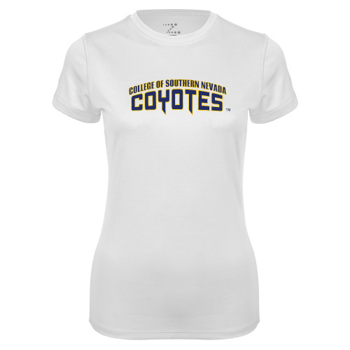  Womens White Performance Tee - College of Southern Nevada Wordmark