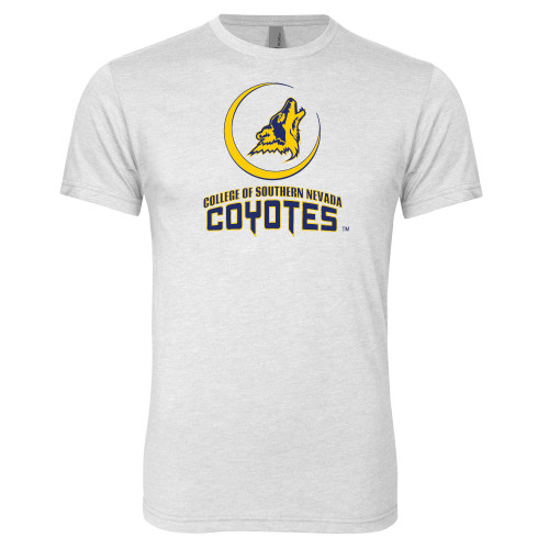  Next Level Heather White Triblend Tee - College of Southern Nevada Mascot Wordmark Stacked