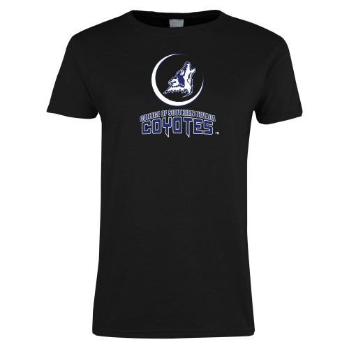  Womens Black Short Sleeve Tee - College of Southern Nevada Mascot Wordmark Stacked