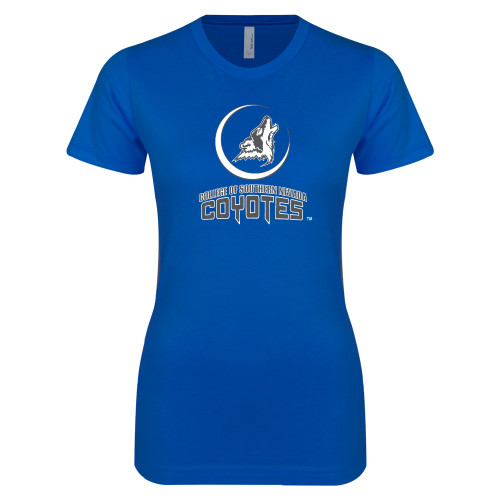  Next Level Womens Royal Boyfriend Tee - College of Southern Nevada Mascot Wordmark Stacked