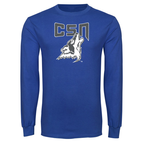  Royal Long Sleeve T Shirt - College of Southern Nevada CSN With Mascot