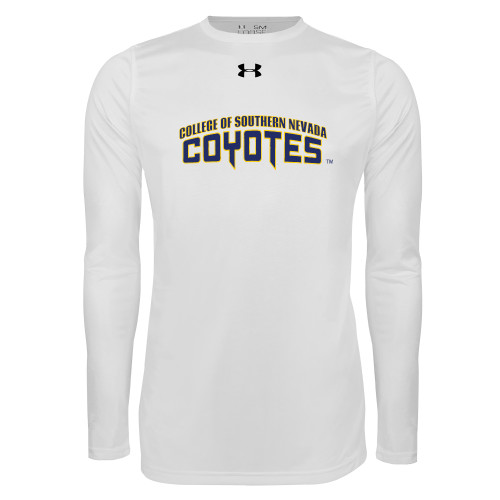  Under Armour White Long Sleeve Tech Tee - College of Southern Nevada Wordmark