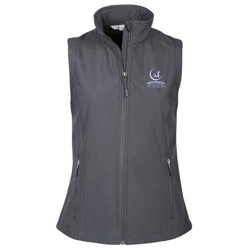  Womens Charcoal Core Softshell Vest - College of Southern Nevada Mascot Wordmark Stacked