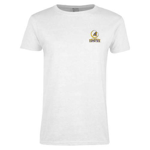  Womens White Short Sleeve Tee - College of Southern Nevada Mascot Wordmark Stacked