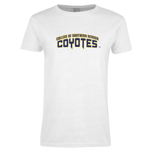  Womens White Short Sleeve Tee - College of Southern Nevada Wordmark