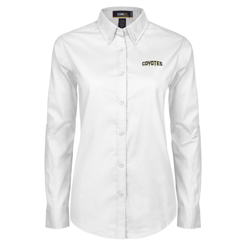  Womens White Twill Button Down Long Sleeve - College of Southern Nevada Coyotes Wordmark