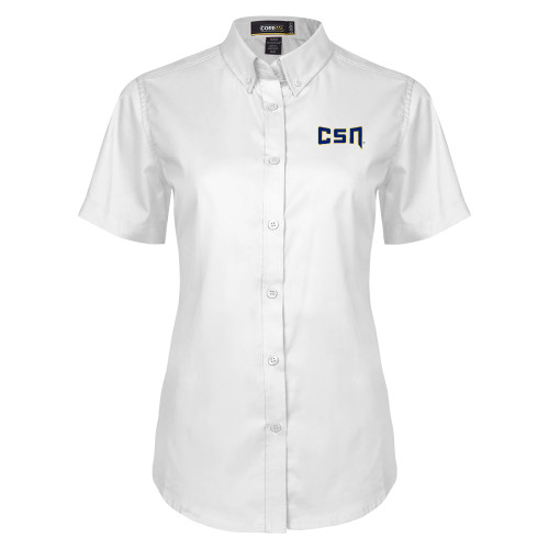  Womens White Twill Button Up Short Sleeve - College of Southern Nevada CSN