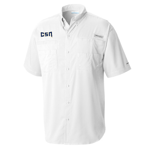  Columbia White Tamiami Performance Short Sleeve Shirt - College of Southern Nevada CSN