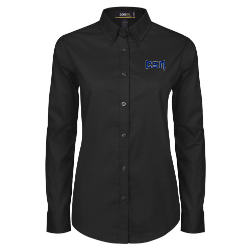  Womens Black Twill Button Down Long Sleeve  - College of Southern Nevada CSN