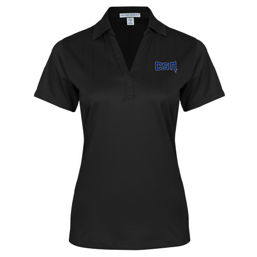  Womens Black Performance Fine Jacquard Polo - College of Southern Nevada CSN