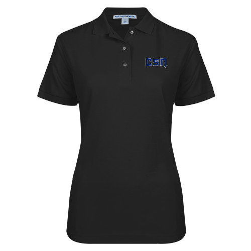  Womens Silk Touch Black Pique Polo - College of Southern Nevada CSN