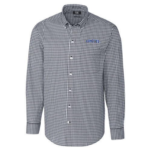  Cutter & Buck Charcoal Gingham Long Sleeve Button Down - College of Southern Nevada Coyotes Wordmark