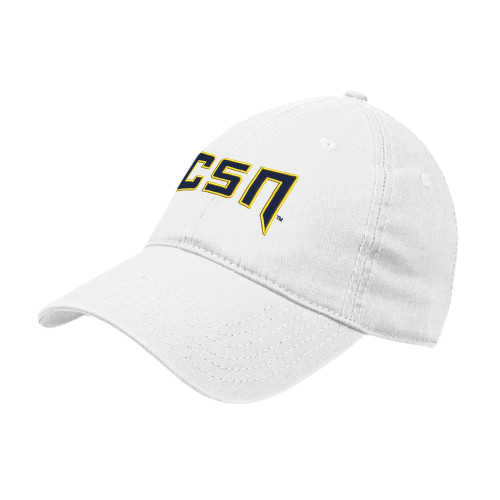  White Unstructured Adjustable Low Profile Hat - College of Southern Nevada CSN