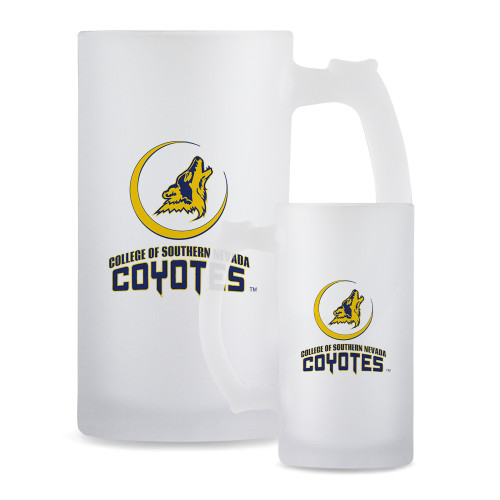  Full Color Decorative Frosted Glass Mug 16oz - College of Southern Nevada Mascot Wordmark Stacked