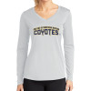 Thumbnail image for  Womens White Performance Long Sleeve V Neck Shirt
