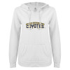 Thumbnail image for  ENZA Womens White V Notch Raw Edge Fleece Hoodie