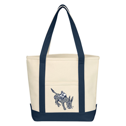  Cotton Canvas Natural/Navy Tote Bag - Colorado School of Mines Blaster the Burro Mascot