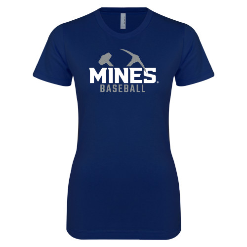  Next Level Womens Navy Boyfriend Tee - Colorado School of Mines Baseball