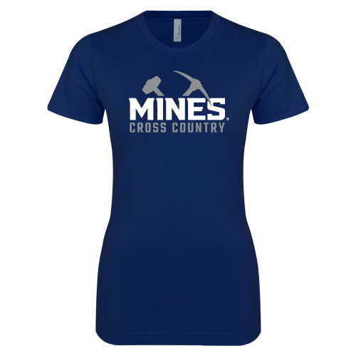  Next Level Womens Navy Boyfriend Tee - Colorado School of Mines Cross Country